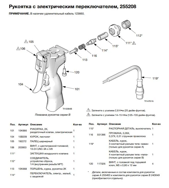 Рукоятка клапана раздаточного GRACO MD2 с электрическим переключателем