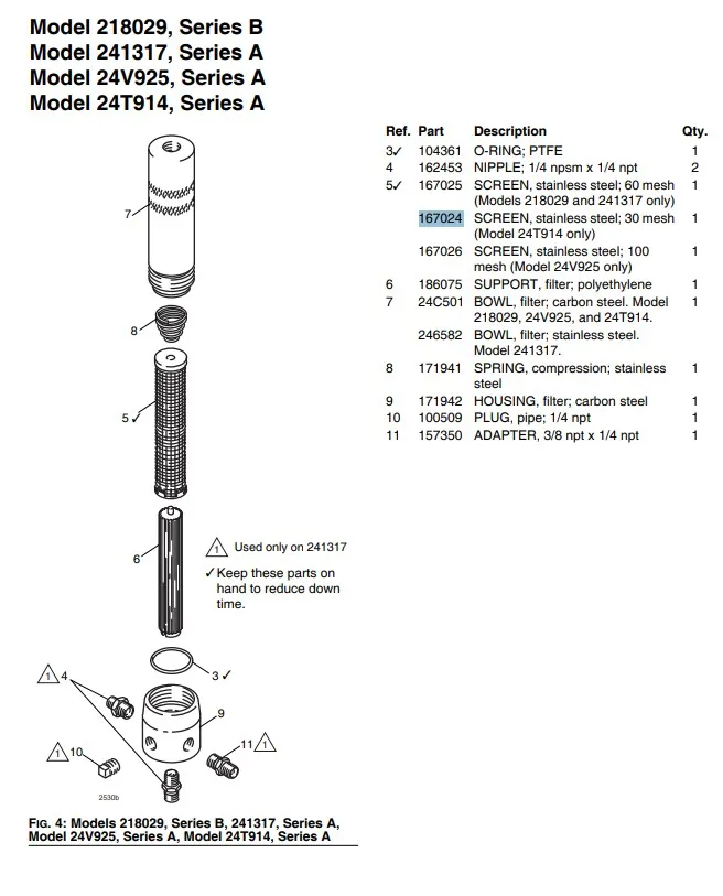 Фильтр тонкой очистки для GRACO Xtreme,King,Merkur 30 mesh (замена 167024)