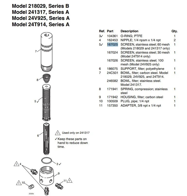 Фильтр тонкой очистки для GRACO Xtreme,King,Merkur 60 mesh (замена 224459/167025/FM2202)