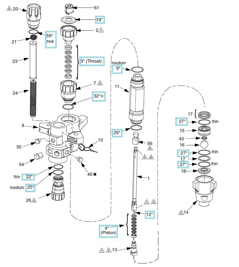 Клапан штока поршня нагнетательный GRACO 70:1 180CC 