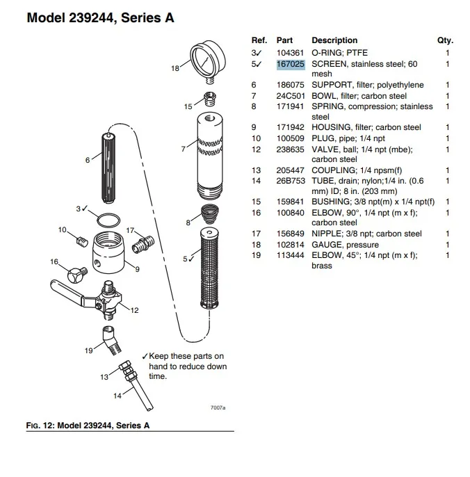 Фильтр тонкой очистки для GRACO Xtreme,King,Merkur 60 mesh (замена 224459/167025/FM2202)