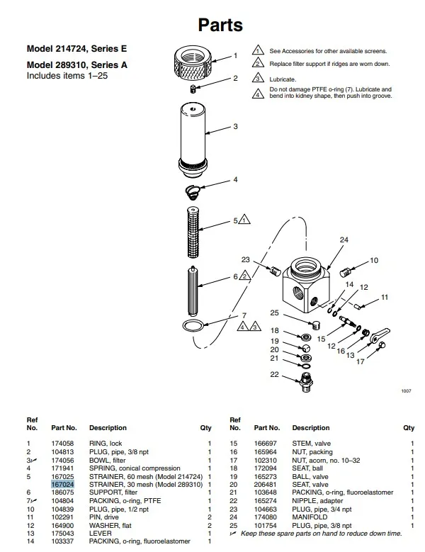 Фильтр тонкой очистки для GRACO Xtreme,King,Merkur 30 mesh (замена 167024)