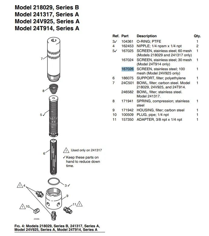 Фильтр тонкой очистки для GRACO Xtreme,King,Merkur 100 mesh (замена 167026)
