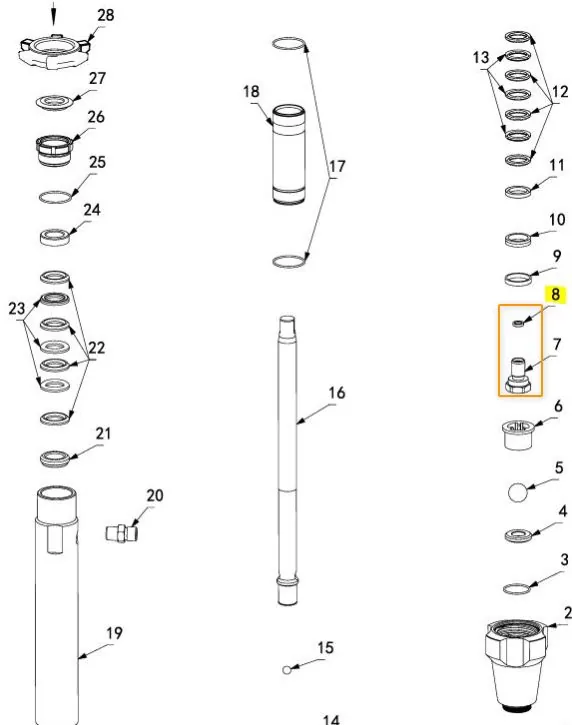 Нагнетательный клапан поршня с седлом шарика DP X51L