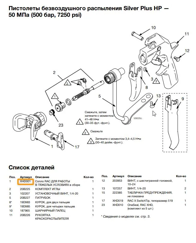 Соплодержатель (форсункодержатель) GRACO RAC XHD 