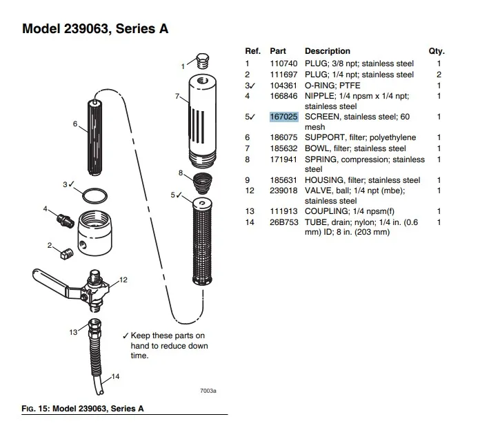 Фильтр тонкой очистки для GRACO Xtreme,King,Merkur 60 mesh (замена 224459/167025/FM2202)