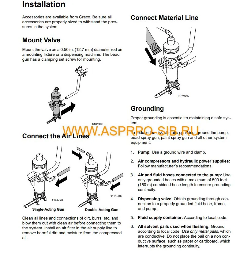 Пистолет распылитель стеклошариков для дорожной разметки Graco 24G979