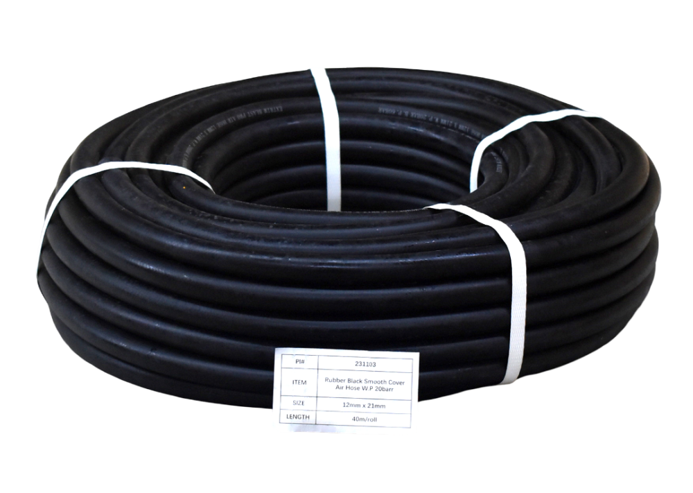 Рукав воздушный резиновый 12 х 21 мм чёрный, 20 бар, бухта 40м