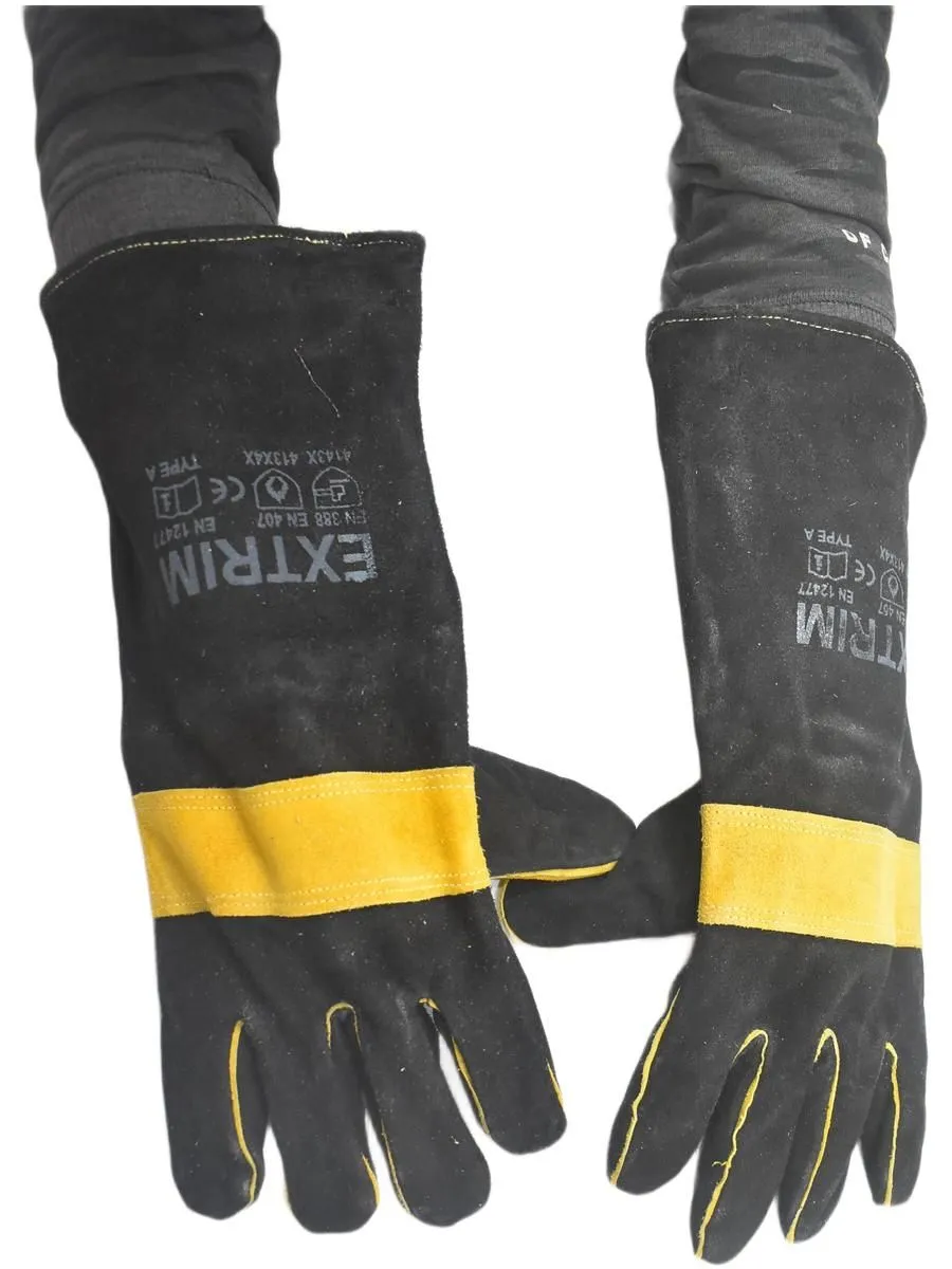 Перчатки пескоструйщика (кожа), черно-желтые 10 (XL)