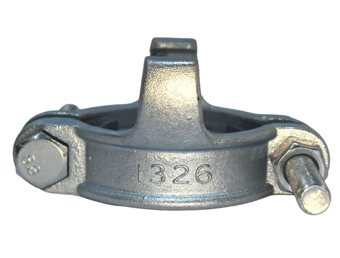 Хомут силовой двухболтовый сталь SK 60 с фиксаторами (48-60мм)