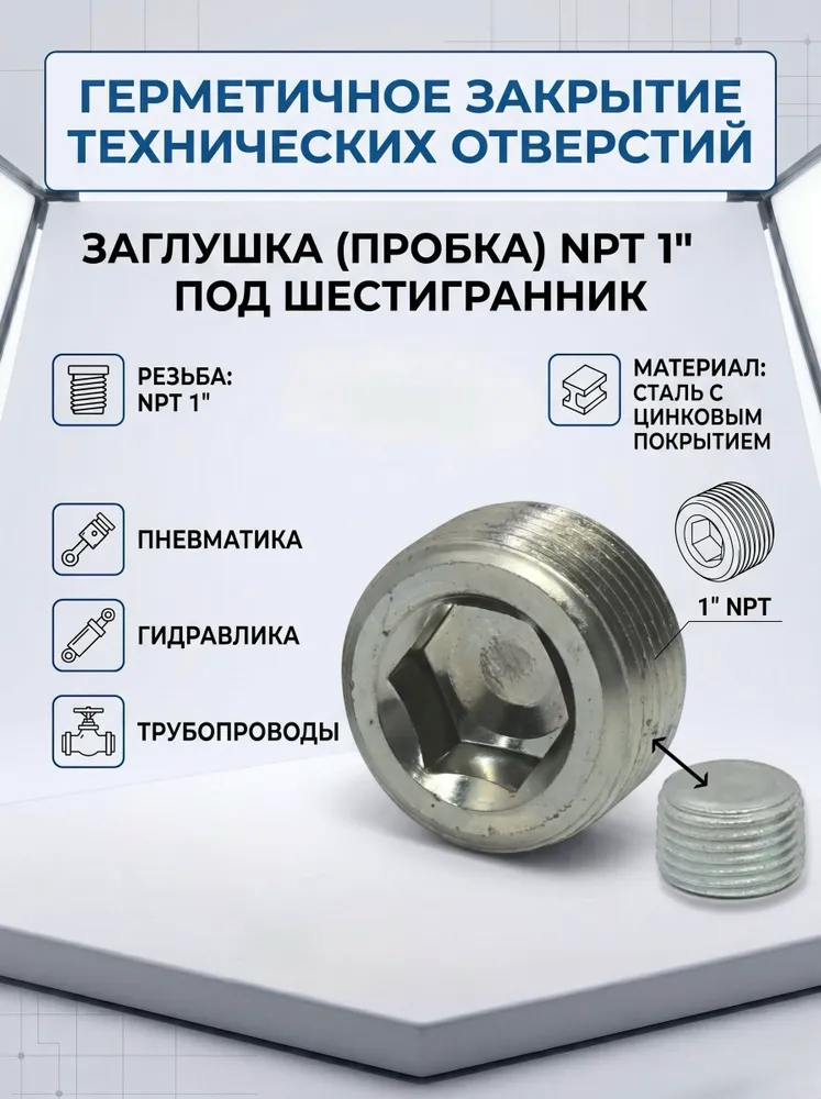 Заглушка (пробка) NPT 1 под шестигранник