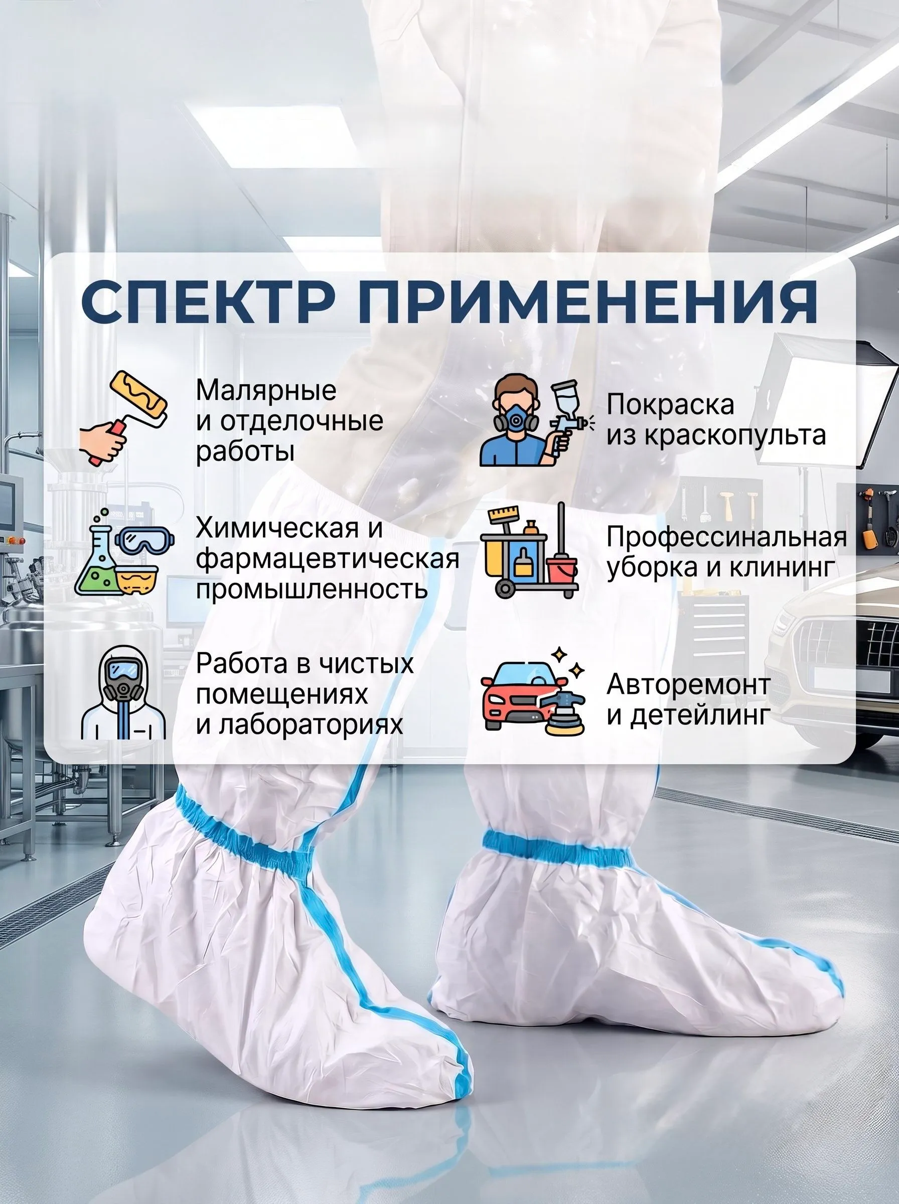 Бахилы защитные для малярных и окрасочных работ (10 пар/20шт)