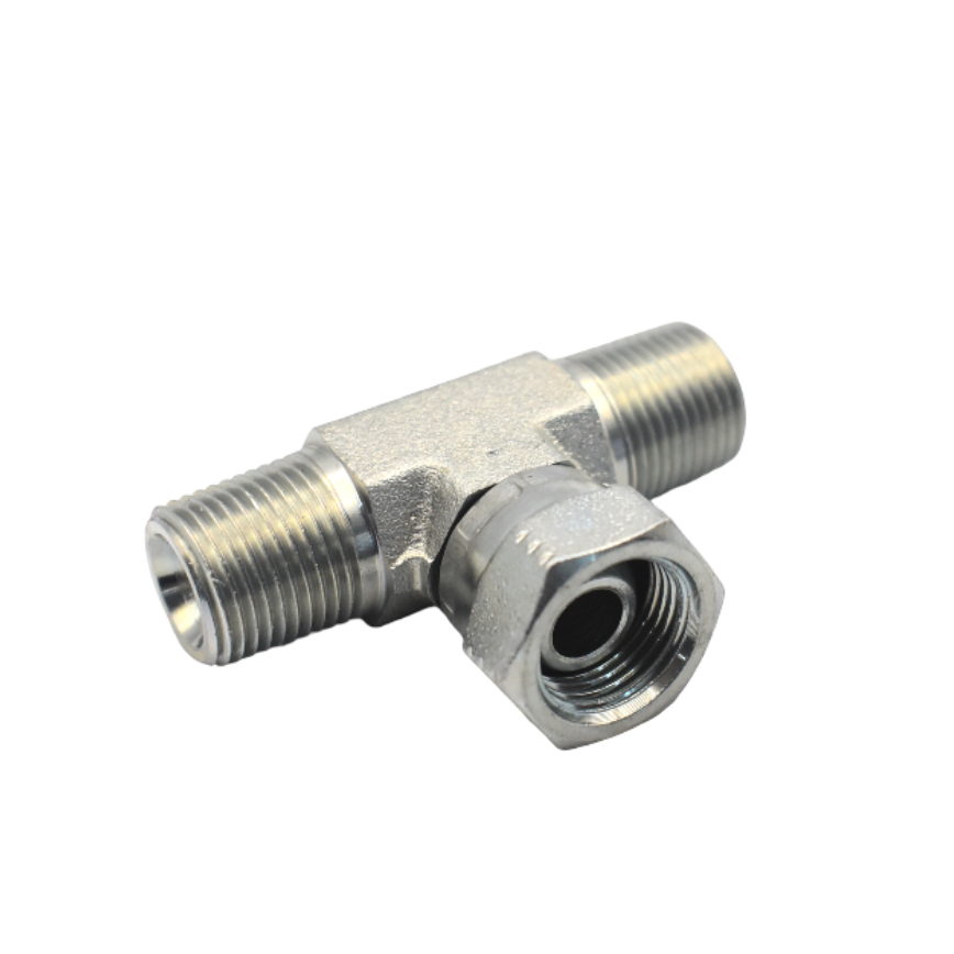 Тройник NPT 3/8" 2 наружные резьба и 1 гайка
