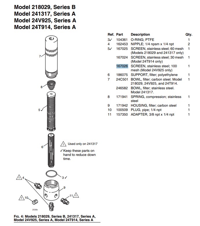 Фильтр тонкой очистки для GRACO Xtreme,King,Merkur 100 mesh (замена 167026)