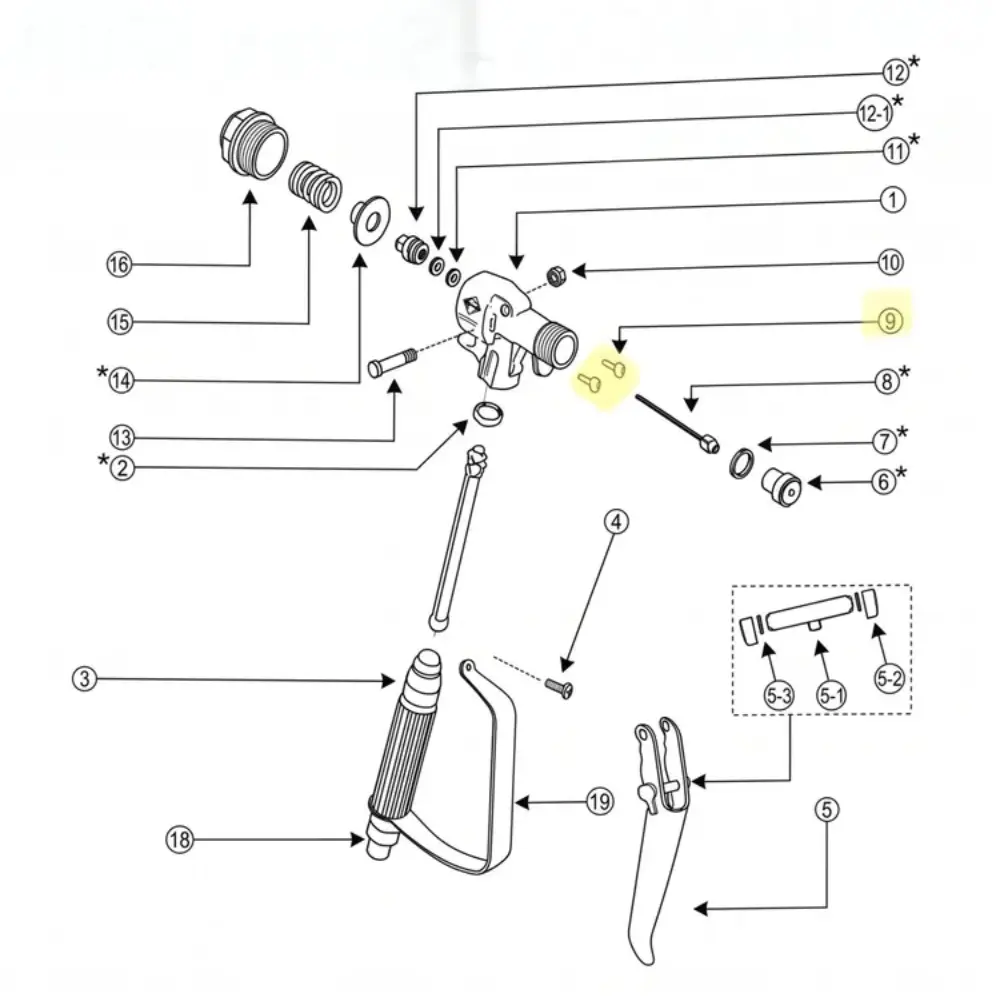 Штифт толкатель курка для GRACO XTR5/7, Handok AH5000/AH7000  замена 15E085
