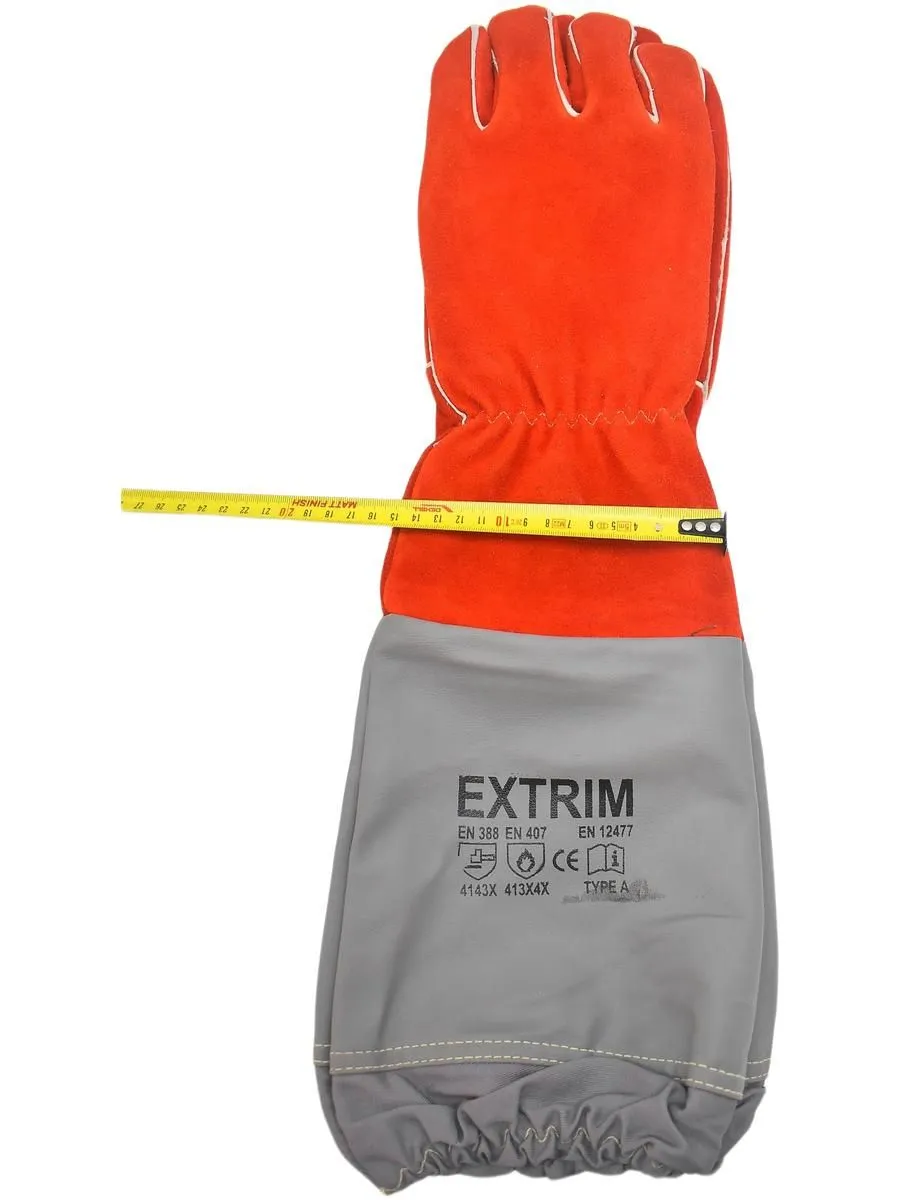 Перчатки пескоструйщика (кожа, полиэстер), красно-серые, длинные 10 (XL)