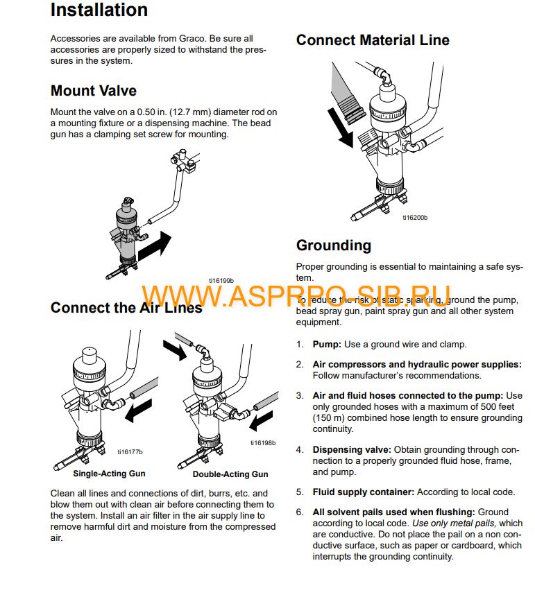 Пистолет распылитель стеклошариков для дорожной разметки Graco 24G979