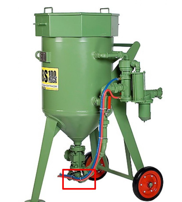 Тройник 90гр T образный обрезиненный 1 1/4″ для дозатора абразива SGV