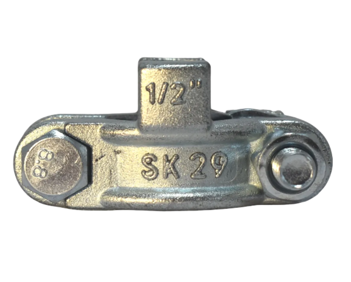 Хомут силовой двухболтовый сталь SK 29 (1/2") с фиксаторами (22-29мм)