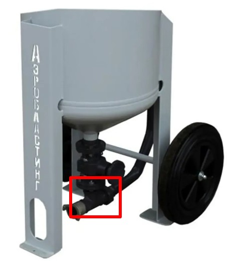 Тройник 90гр T образный обрезиненный 1 1/4″ для дозатора абразива SGV