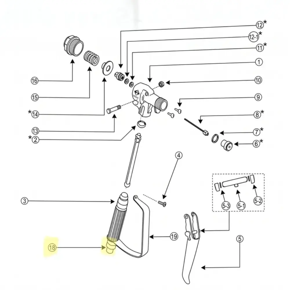 Шарнирное соединение шланг-пистолет вертлюг GRACO XTR 5/7, Handok AH 5000/7000 1/4