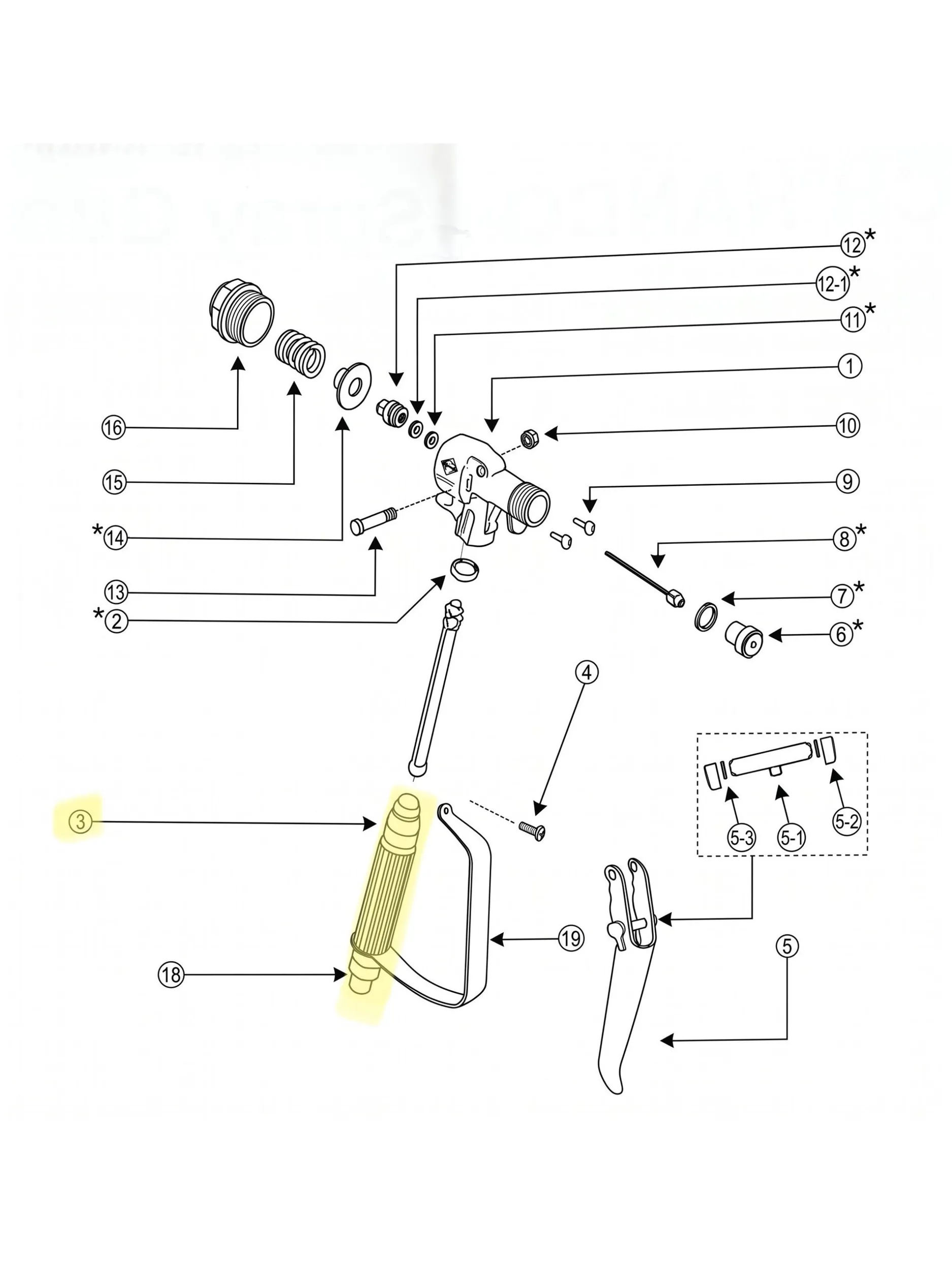 Ручка пистолета для GRACO XTR 5/7, Handok AH-5000/AH-7000 (замена 255275/287449/287451)