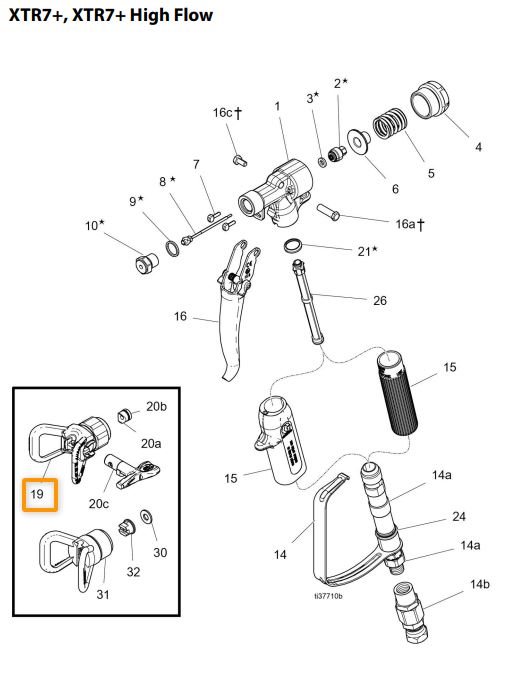 Соплодержатель (форсункодержатель) GRACO RAC XHD 